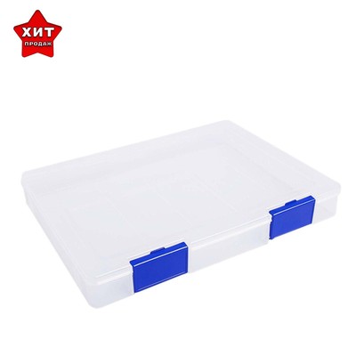 Папка для документов А4, с синими защелками, 230×305×40 мм, прозрачный корпус