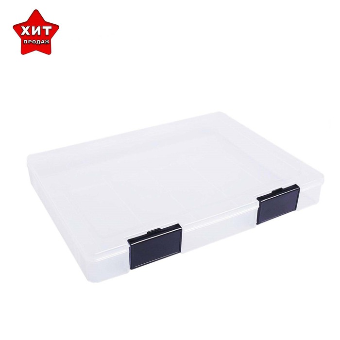 Папка для документов А4, с черными защелками, 230×305×40 мм, прозрачный корпус