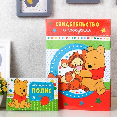 Обложка для документов набор "Мои первые документы", Медвежонок Винни (новый формат свидетельства)