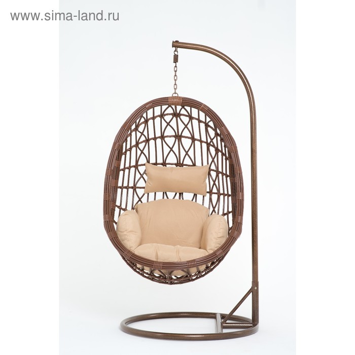 Подвесное кресло, с подушкой, искусственный ротанг, цвет коричневый, 44-004-13