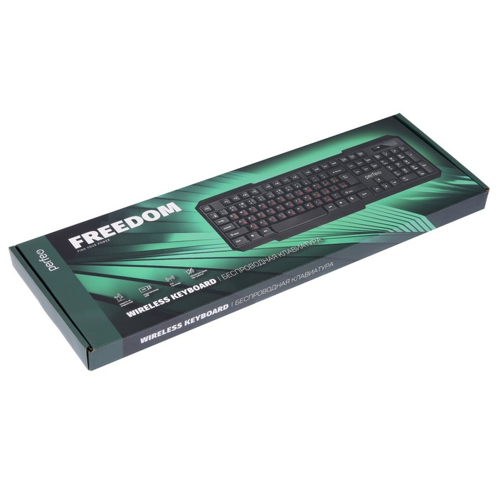 Клавиатура Perfeo FREEDOM PF-5191, беспроводная, мембранная, USB, 1xAA (нет в компл), чёрная - фото 51296206