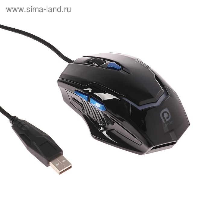 Мышь Perfeo PF-1731 STRAFE, игровая, проводная, подсветка, 3200 dpi, USB, чёрная - Фото 1