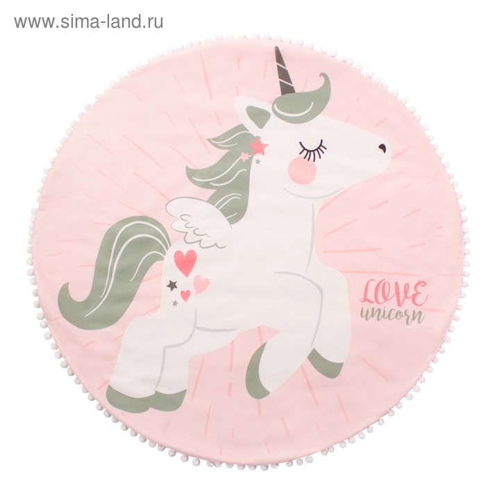 Одеяло-плед "Крошка Я" Единорог 90х90 см, велюр, 100% пэ, синтепон 100г/м2 - Фото 1