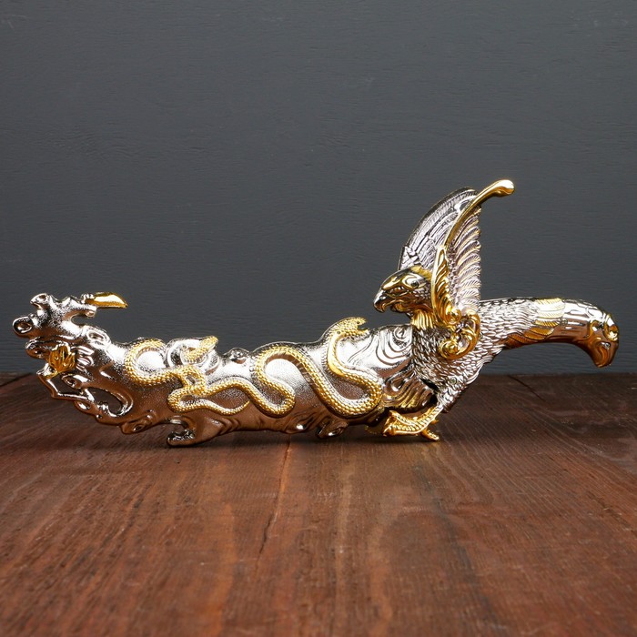 Сувенирный нож, рукоять в форме орла на охоте, на ножнах змея, 34 см - Фото 1