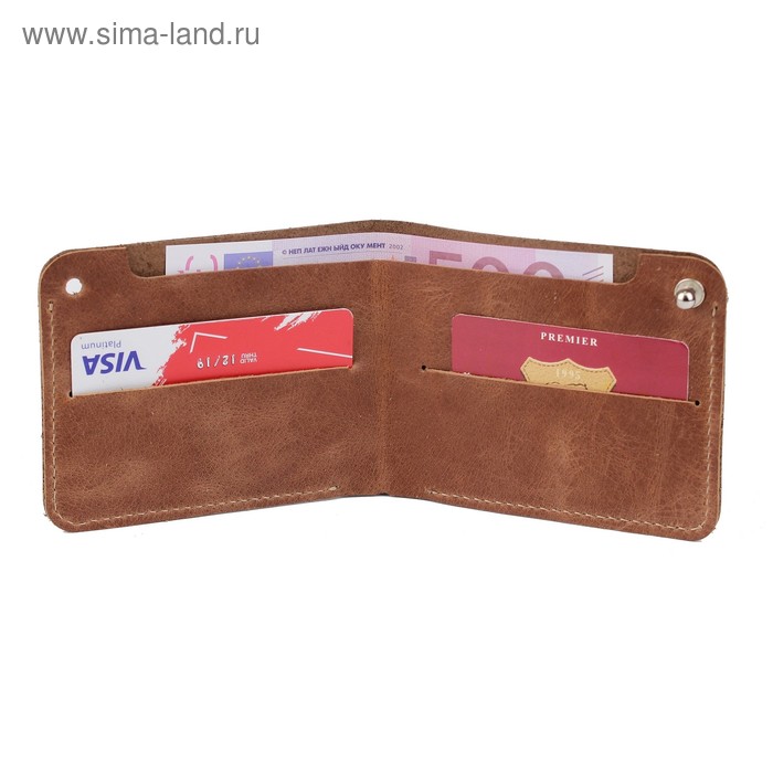 Портмоне M-58, кобурная кнопка, коричневый, сафьян/коричневый, пулл ап - Фото 1