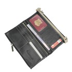 Портмоне S-03, кнопка, бежевый, сафьян/чёрный, сафьян - Фото 2