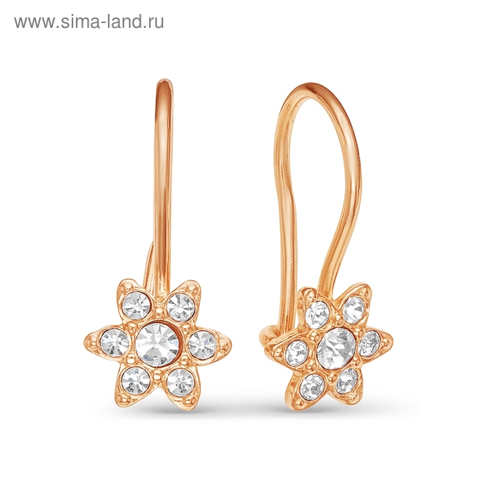 Серьги детские «Соцветие», розовое золочение, цвет белый - Фото 1