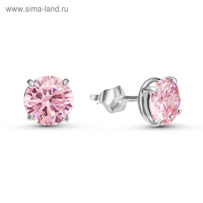 Пусеты «Сияние», посеребрение, розовые - Фото 1