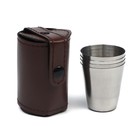 Набор стопок, 30 мл, 4 шт. 4×3.5 см, чехол, нержавеющая сталь, коричневый - Фото 1