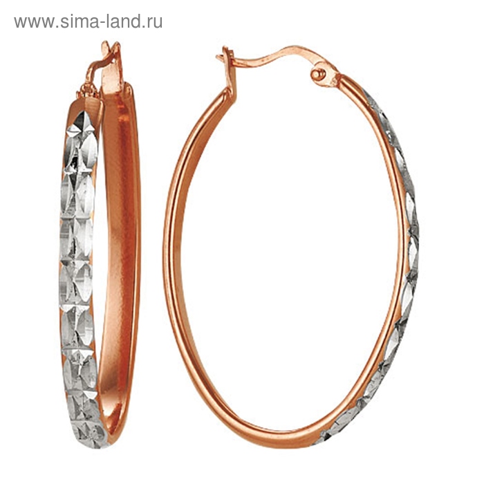 Серьги-кольца «Алмазная грань», розовое золочение - Фото 1