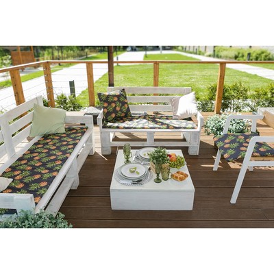 Подушка на двухместную скамейку «Этель» Ананасы, 45×120 см, репс с пропиткой ВМГО, 100% хлопок