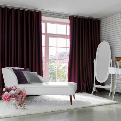 Штора блэкаут портьерная «Этель», 250×265 см, сливовый
