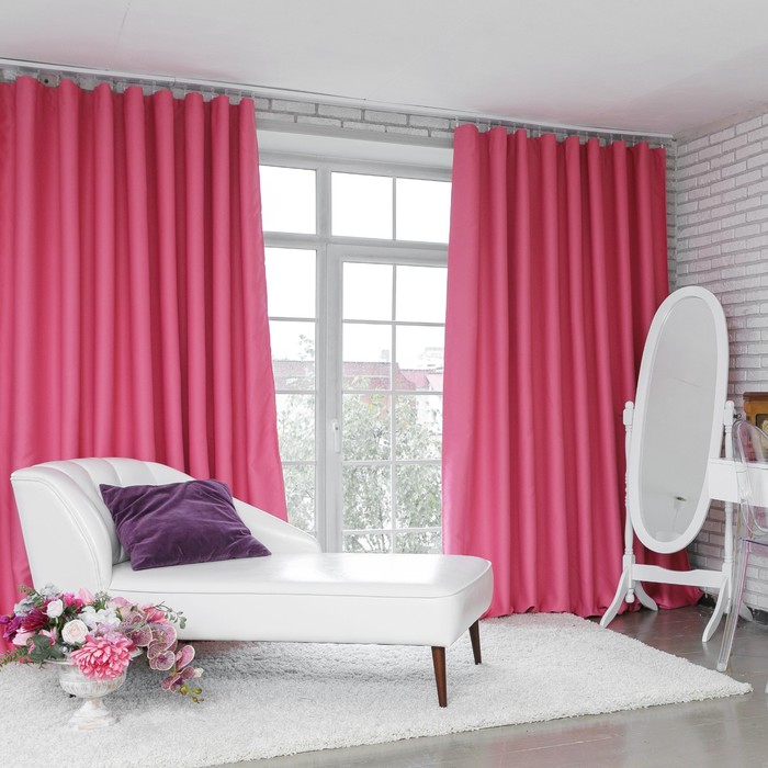 Штора портьерная «Этель» 250×265 см, двусторонний блэкаут, цвет Розовый, пл. 240 г/м², 100% п/э - Фото 1