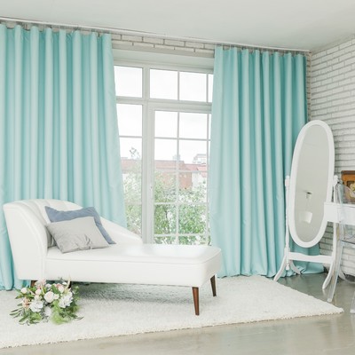 Штора портьерная «Этель» 270×300 см, двусторонний блэкаут, цвет Аквамариновый, пл. 240 г/м², 100% п/э