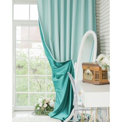 Штора портьерная «Этель» 270×300 см, двусторонний блэкаут, цвет Аквамариновый, пл. 240 г/м², 100% п/э