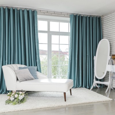 Штора блэкаут портьерная «Этель», 270×300 см, серо-голубая