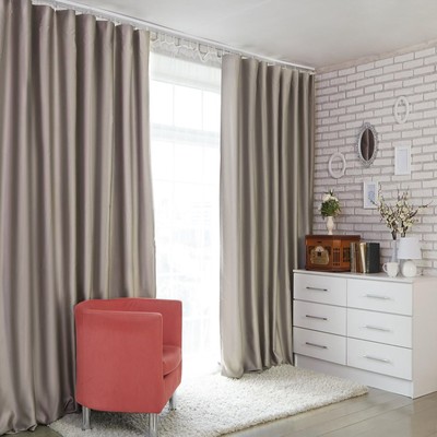 Штора блэкаут портьерная «Этель», 270×300 см, серебряная