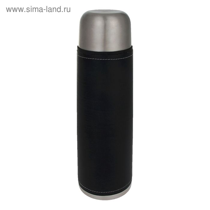 Термос гильза, 1000 мл, чёрный кожзам - Фото 1