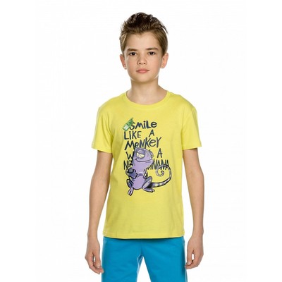 Комплект из футболки и шорт для мальчиков, рост 128 см, цвет яблочный