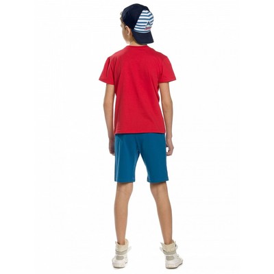 Комплект из футболки и шорт для мальчиков, рост 146 см, цвет красный