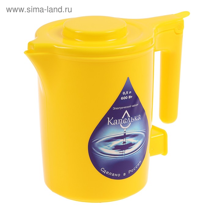 Чайник электрический "Капелька", пластик, 0.5 л, 600 Вт, желтый - Фото 1