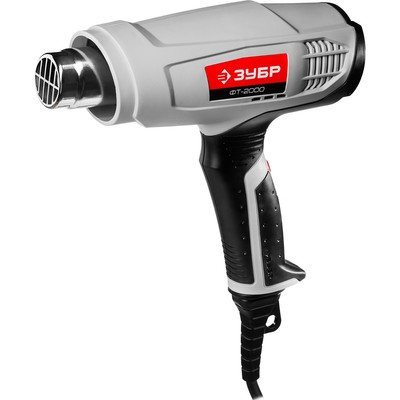 Фен технический «ЗУБР» ФТ-2000, 2000 Вт, 350/650 °С, насадки 3 шт., защита от перегрева