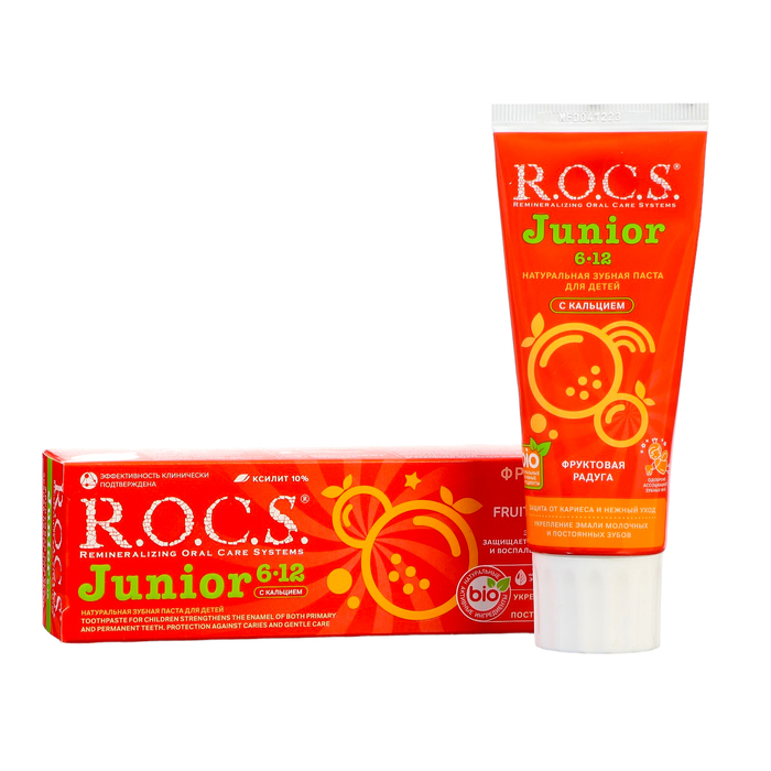 Зубная паста R.O.C.S. Junior, «Фруктовая радуга», 6-12 лет, 74 г - Фото 1
