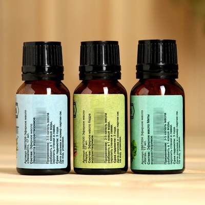 Набор эфирных масел эвкалипт, мята, кедр, «Добропаровъ», 3 шт. по 17 мл