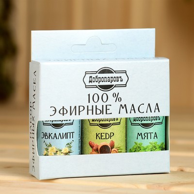 Набор эфирных масел эвкалипт, мята, кедр, «Добропаровъ», 3 шт. по 17 мл