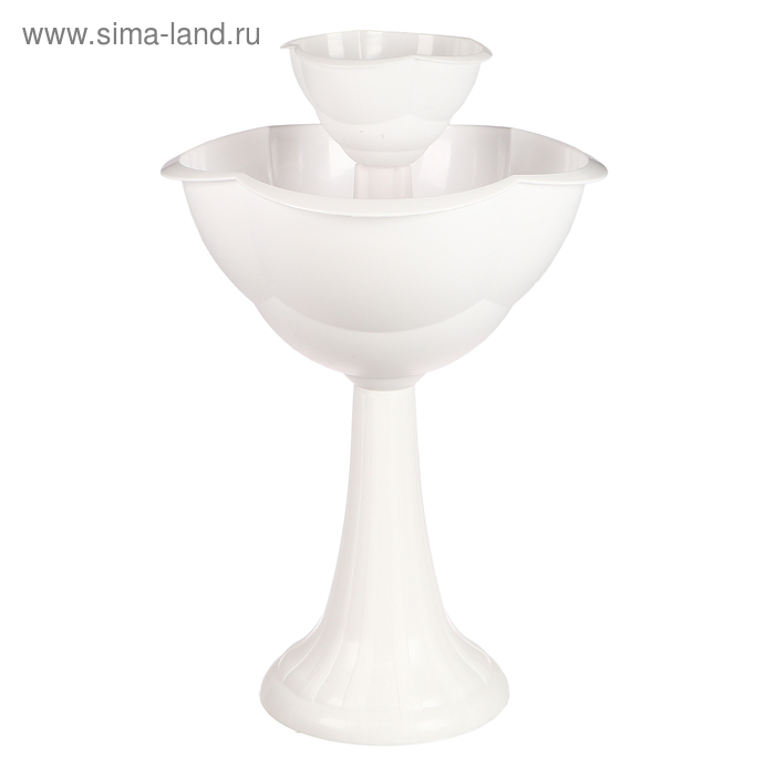 Клумба пластиковая, 2 яруса, d=25–55 см, высота бортика 87 см, на высокой ножке, белая - Фото 1