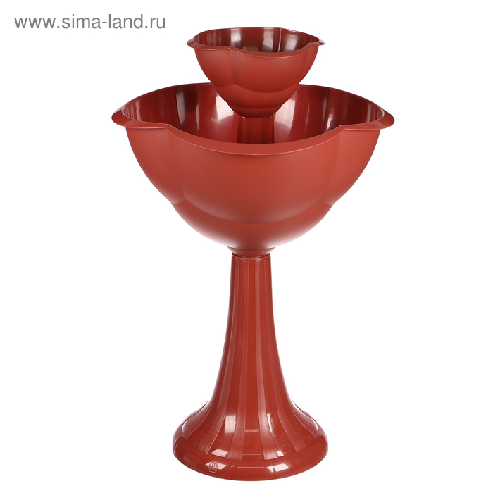 Клумба пластиковая, 2 яруса, d = 25–55 см, высота бортика 87 см, на высокой ножке, коричневая - Фото 1