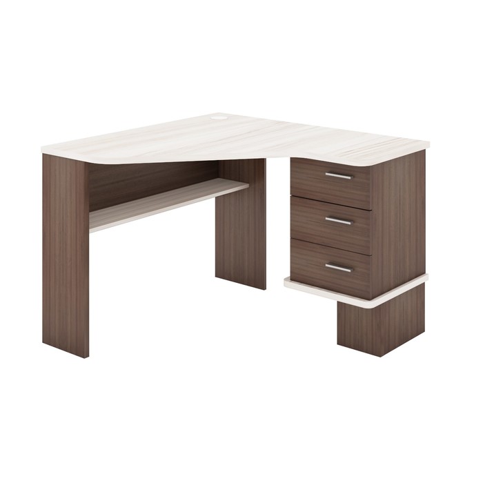Угловой стол, правый угол, 1150 × 1100 × 780 мм, цвет карамель / шамони