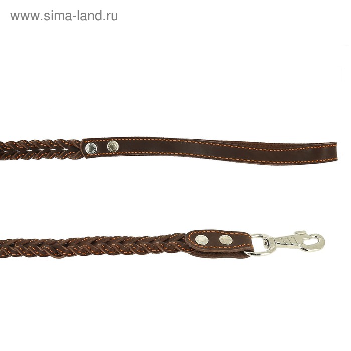 Поводок кожаный плетеный, с прошивкой, 1,25 м х 1,5 см, микс цветов - Фото 1