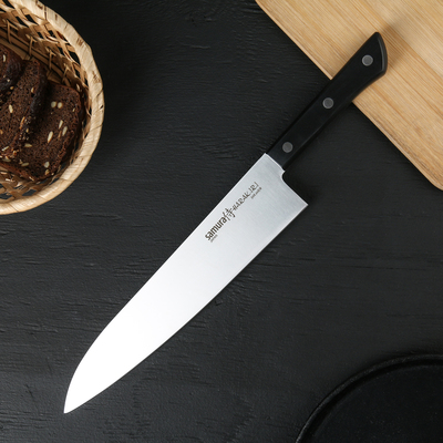 Нож кухонный Samura HARAKIRI, шеф, лезвие 24 см, чёрная рукоять