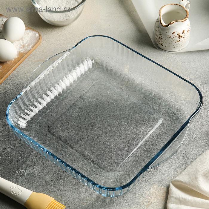 Форма для запекания Paşabahçe Borcam, 3.2 л, 28×28×6 см, с ручками, жаропрочное стекло - Фото 1