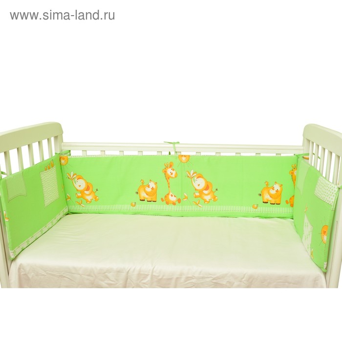 Бортики в кроватку "Друзья", цвет зеленый - Фото 1