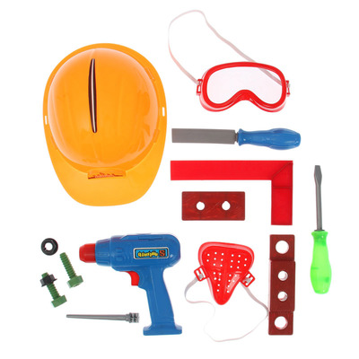 Набор инструментов «Каска и дрель», 14 элементов, цвета МИКС, в пакете