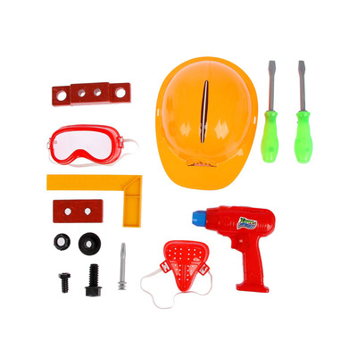 Набор инструментов «Каска и дрель», 14 элементов, цвета МИКС, в пакете