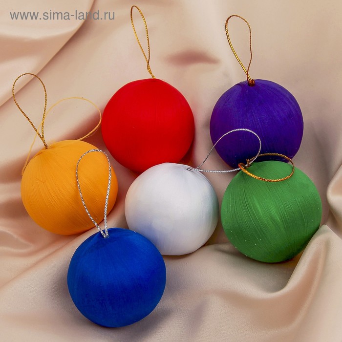 Набор шаров пластик d-5 см, 6 шт "Текстильный глянец" микс - Фото 1