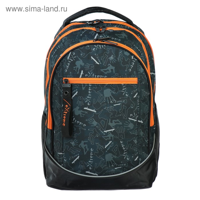 Рюкзак молодежный Hatber Street 42x30х20 см, эргономичная спинка, Extreme, чёрный/оранжевый - Фото 1