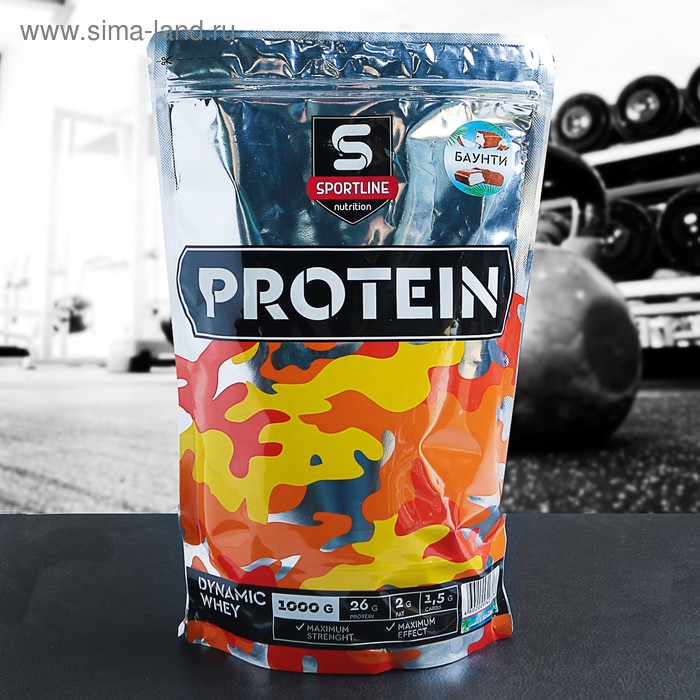 Протеин SportLine Dynamic Whey Protein, баунти, 1000 г - Фото 1