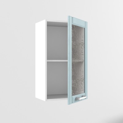 Шкаф навесной со стеклом РоялВуд, 300х400х720, Белый/Голубой прованс