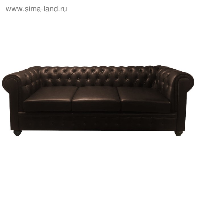 Диван "Честерфилд", 3х местный, экокожа коричневый - Фото 1