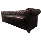 Диван "Честерфилд", 3х местный, экокожа коричневый - Фото 2
