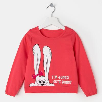 Свитшот для девочки, цвет коралловый, рост 110