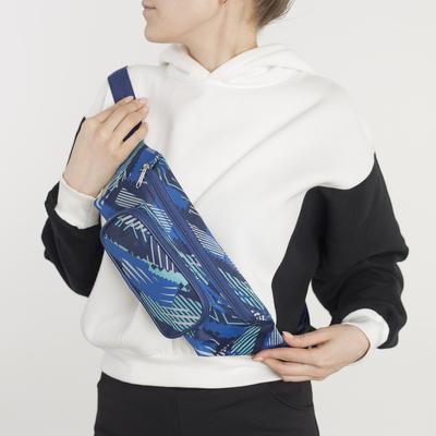 Сумка поясная, отдел на молнии, наружный карман, цвет синий