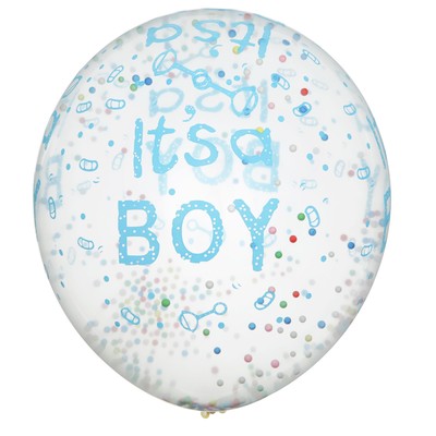 Воздушные шары латексные 12" «С рождением мальчика», 5 шт., с наполнителем