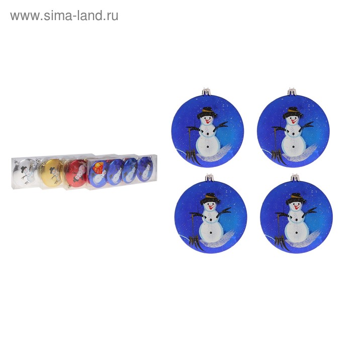 Набор медальонов пластик d-10 см, 4 шт "Снеговик" микс - Фото 1