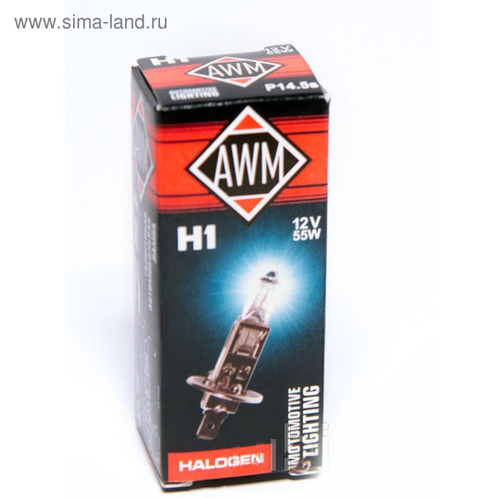 Лампа автомобильная AWM, H1 12V 55 W (P14.5S) - Фото 1