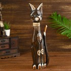 Сувенир дерево "Кошка коричневая с узором" 7х17х50 см - фото 806914254